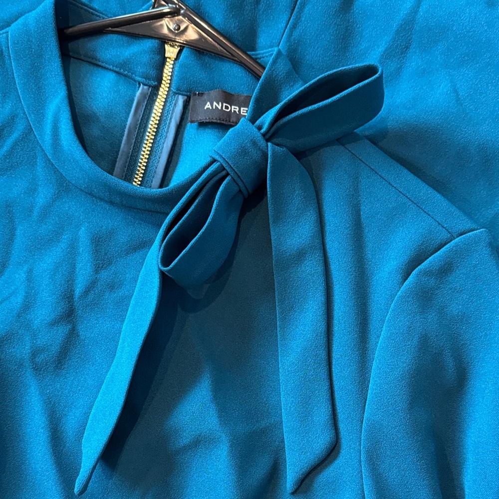 Andrew Marc Teal Long Sleeve Dress - Picture 6 of 9